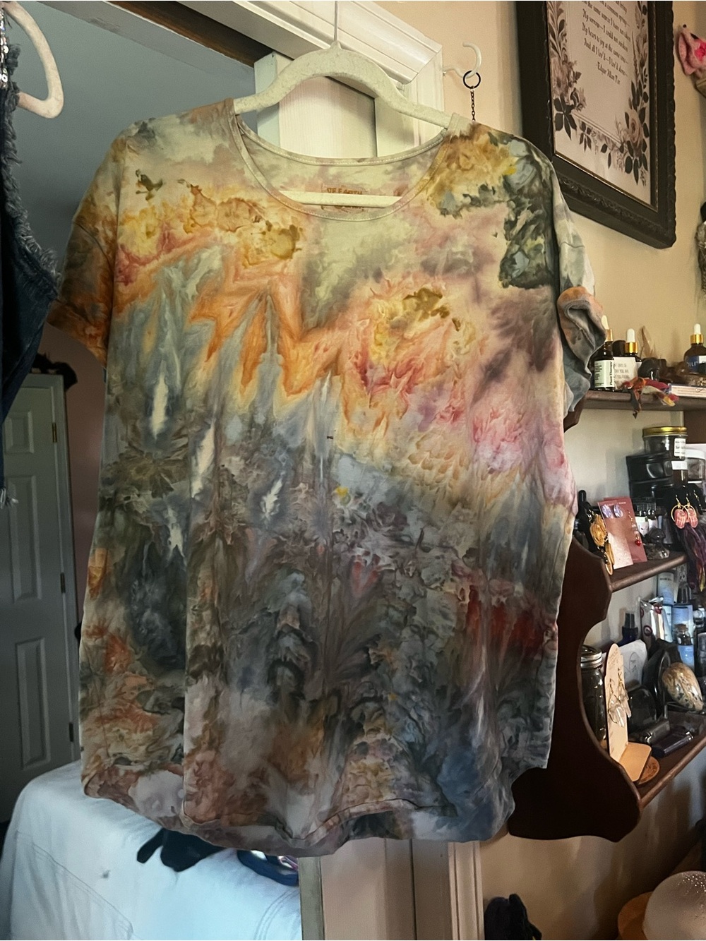 Of Earth and Salt XL Women's Ice-Dye Short Sleeve Top Organic Cotton